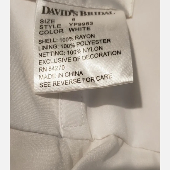 David's Bridal 10042334 size 6 White Strapless lace tea length Wedding Dress - Picture 12 of 16